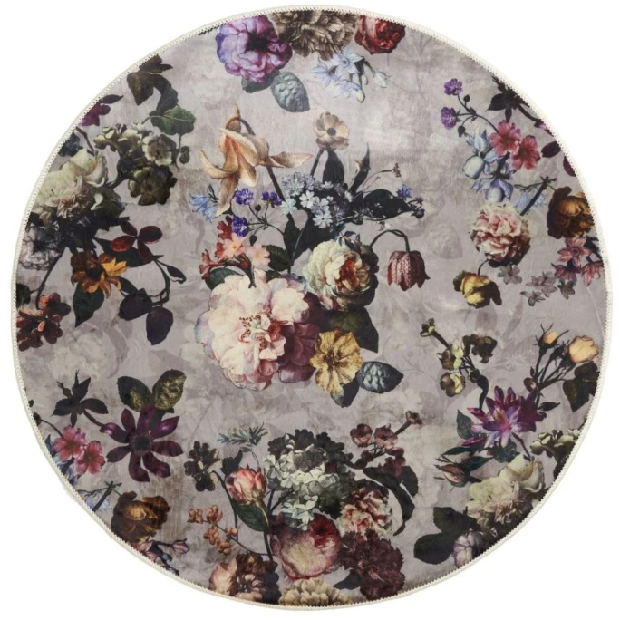 Auslauf ???? ESSENZA HOME Essenza Fleur Finest Teppich - Ø 90 Cm - Grey ???? 1 Auslauf ???? ESSENZA HOME Essenza Fleur Finest Teppich - Ø 90 Cm - Grey ????