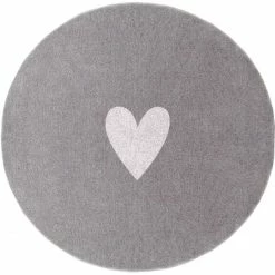 Billig ???? Eulenschnitt Weißes Herz Fußmatte Indoor & Outdoor - Ca. Ø 100x1 Cm - Grau ????