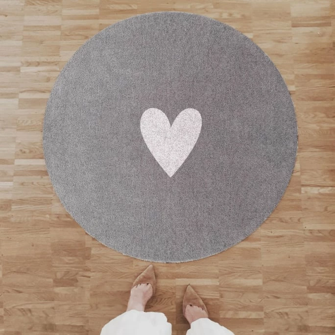 Billig ???? Eulenschnitt Weißes Herz Fußmatte Indoor & Outdoor - Ca. Ø 100x1 Cm - Grau ???? 2 Billig ???? Eulenschnitt Weißes Herz Fußmatte Indoor & Outdoor - Ca. Ø 100x1 Cm - Grau ???? – Bild 2