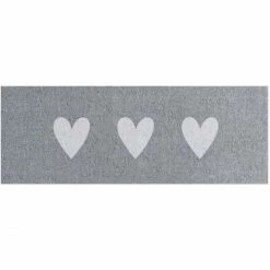 Großhandel ???? Eulenschnitt Weiße Herzen Fußmatte Indoor & Outdoor - Ca. 25x75x1,5 Cm - Grau ????