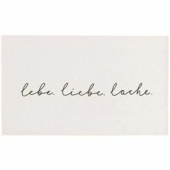 Billig ???? Eulenschnitt Lebe Liebe Lache Fußmatte Indoor & Outdoor - Ca. 67x120x1 Cm - Creme ????