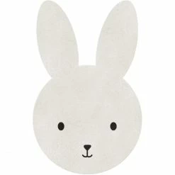 Angebote ???? Eulenschnitt Hase Kinderteppich Waschbar - Ca. 67x107x0,5 Cm - Creme ????